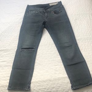 Rag and Bone Cropped Black Denim